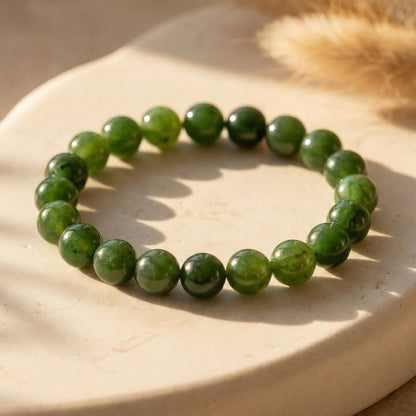 Bracelet Jade Néphrite — Prospérité, Sagesse & Harmonie