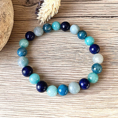 Bracelet Amazonite, Lapis Lazuli & Apatite — Sérénité Océane