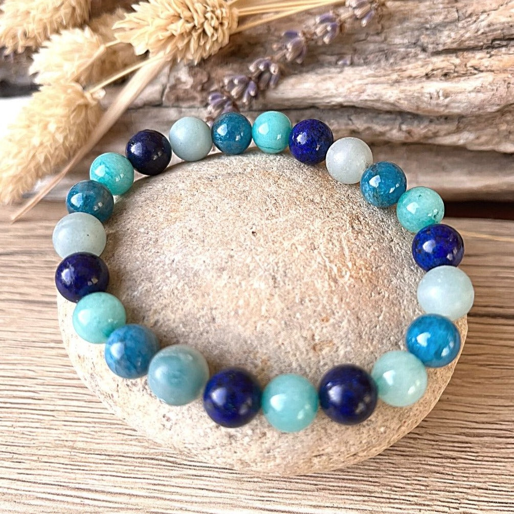 Bracelet Amazonite, Lapis Lazuli & Apatite — Sérénité Océane