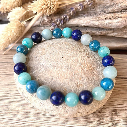 Bracelet Amazonite, Lapis Lazuli & Apatite — Sérénité Océane