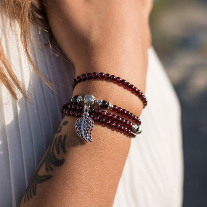 Bracelet Multi-Tours Grenat — Abondance, Passion & Vitalité