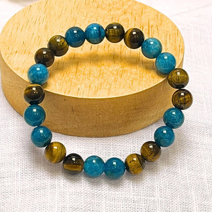 Bracelet Apatite & Œil de Tigre — Harmonie Intérieure & Confiance