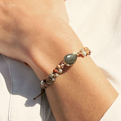 Bracelet Tressé Jaspe & Labradorite — Audace & Transformation