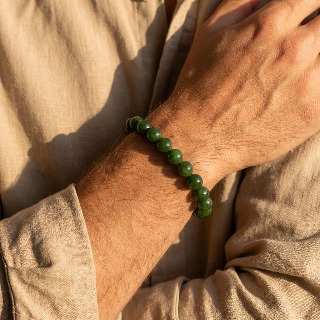 Bracelet Jade Néphrite — Prospérité, Sagesse & Harmonie