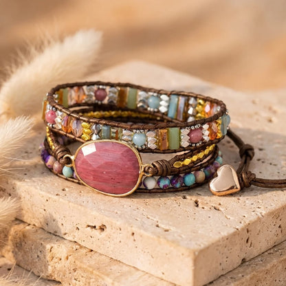 Bracelet Wrap Rhodochrosite — Guérison du Cœur & Compassion