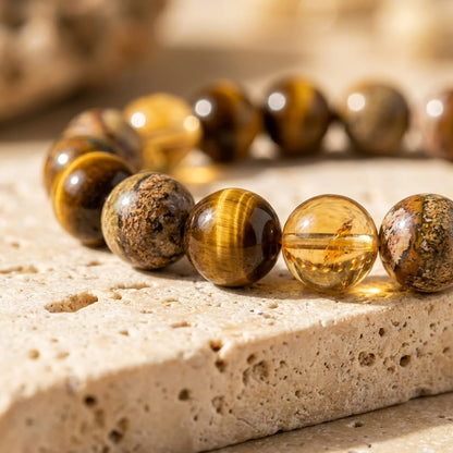 Bracelet Œil de Tigre & Citrine — Protection & Prospérité