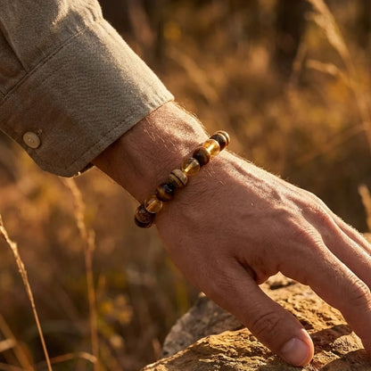 Bracelet Œil de Tigre & Citrine — Protection & Prospérité
