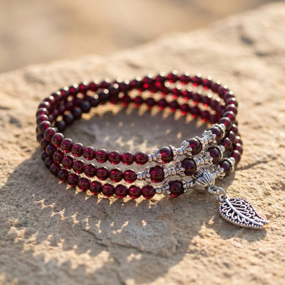 Bracelet Multi-Tours Grenat — Abondance, Passion & Vitalité