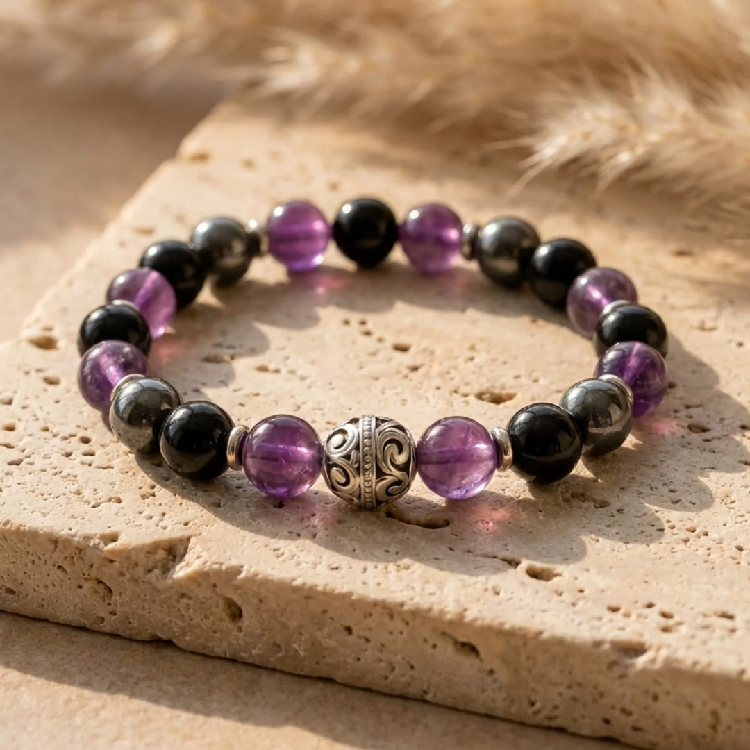 Bracelet Premium "Bouclier Émotionnel" en Pierres Naturelles - 17cm - L'Arbre des Chakras