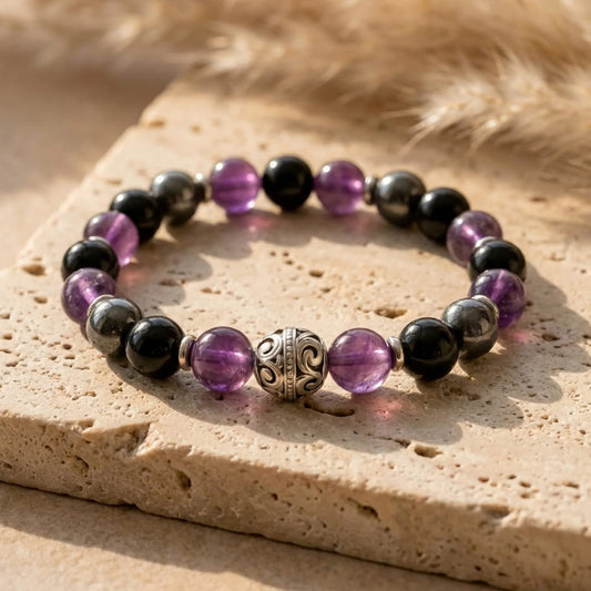 Bracelet Premium "Bouclier Émotionnel" en Pierres Naturelles - 17cm - L'Arbre des Chakras