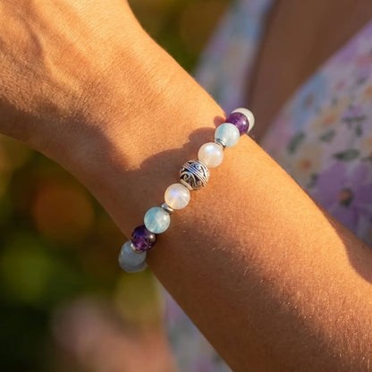 Bracelet Améthyste, Aigue-Marine & Pierre de Lune — Bien-Être Féminin