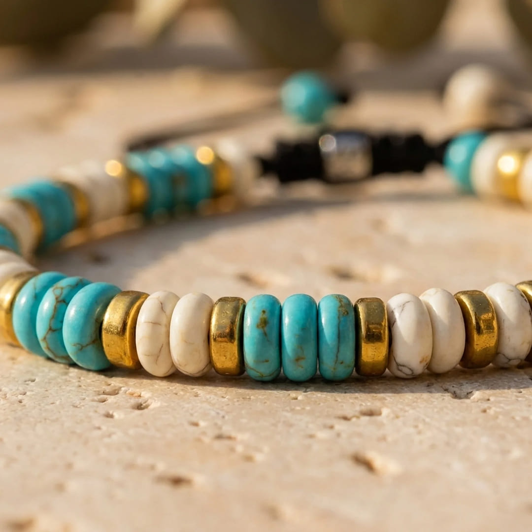 Bracelet Turquoise & Howlite — Bien-Être & Apaisement Doux