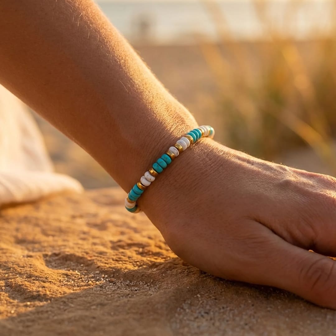 Bracelet Turquoise & Howlite — Bien-Être & Apaisement Doux