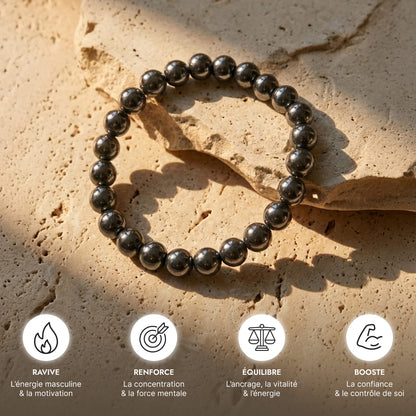 Bracelet Hématite — Ancrage, Force & Concentration