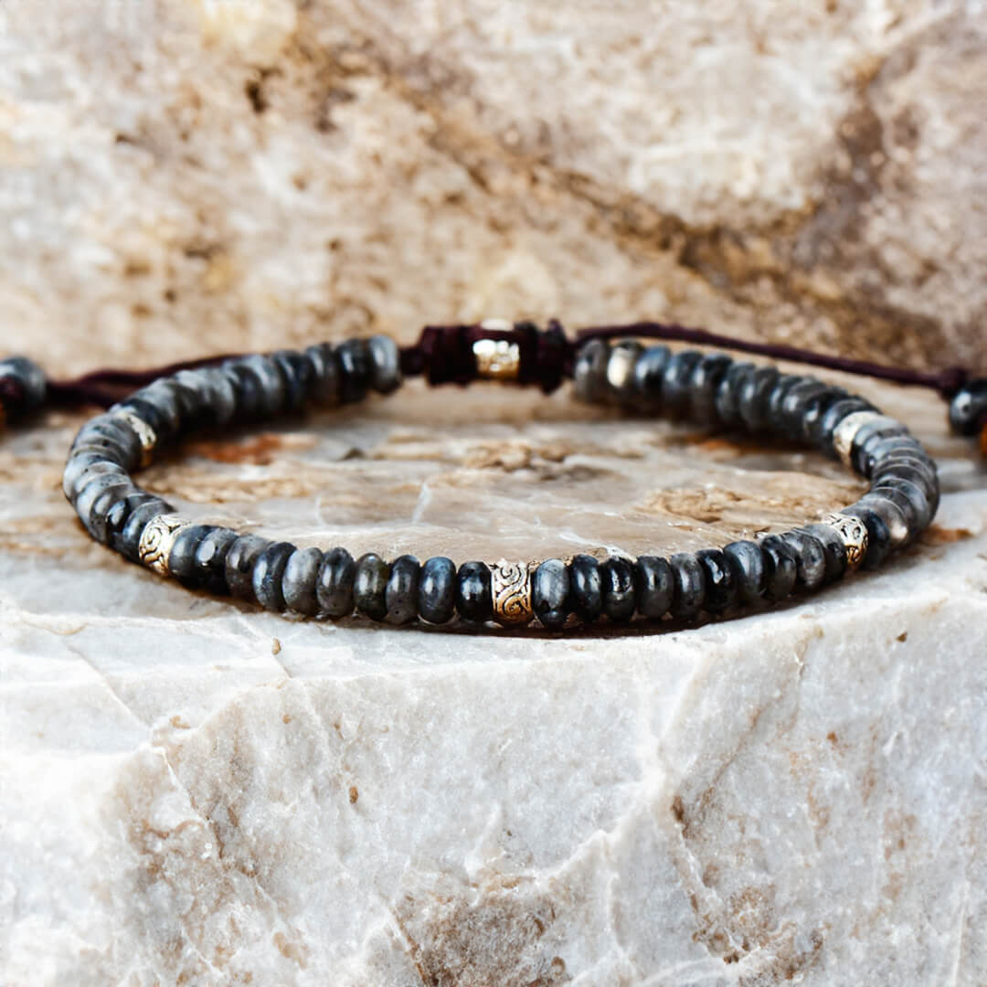 Bracelet "Force Intérieure" en Larvikite - Medium 17-24cm - L'Arbre des Chakras