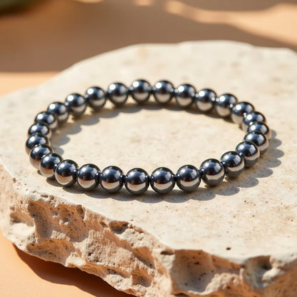 Bracelet "Force d'Énergie" en Hématite - 8mm / 17cm - L'Arbre des Chakras
