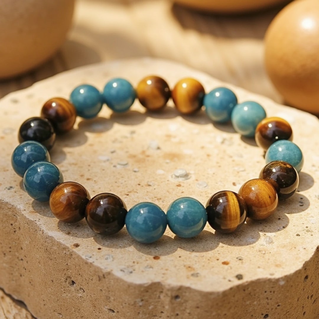 Bracelet Apatite & Œil de Tigre — Harmonie Intérieure & Confiance