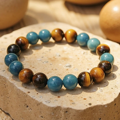 Bracelet Apatite & Œil de Tigre — Harmonie Intérieure & Confiance