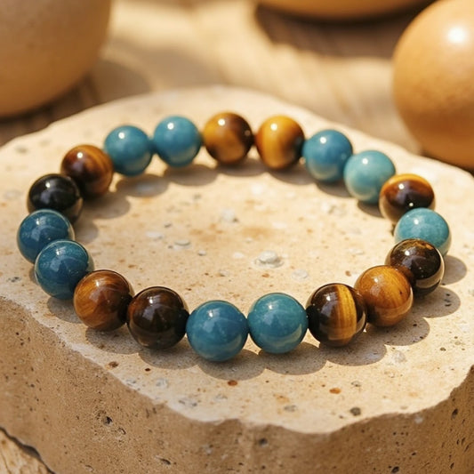 Bracelet Apatite & Œil de Tigre — Harmonie Intérieure & Confiance