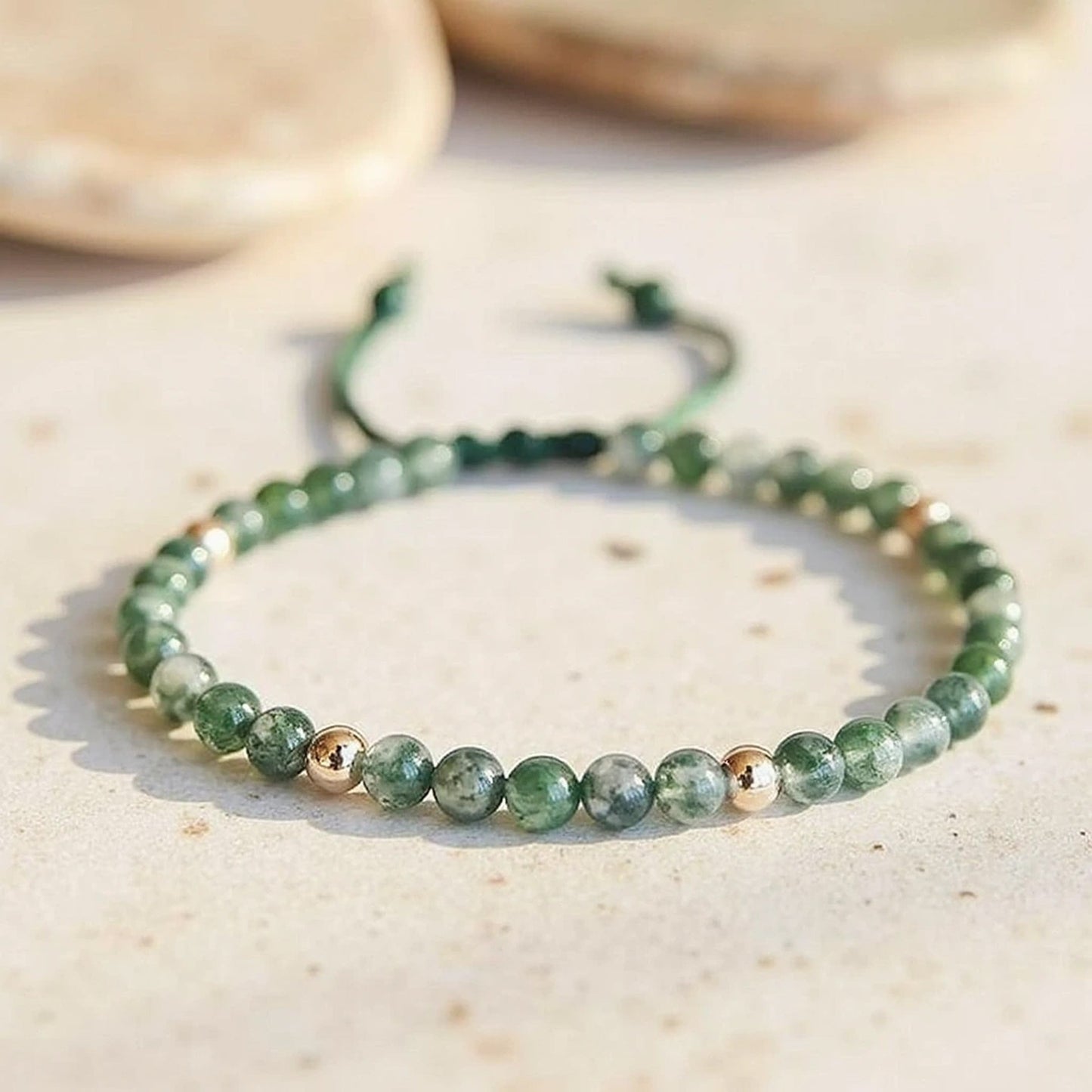 Bracelet Ajustable Agate Mousse — Sérénité & Connexion Nature