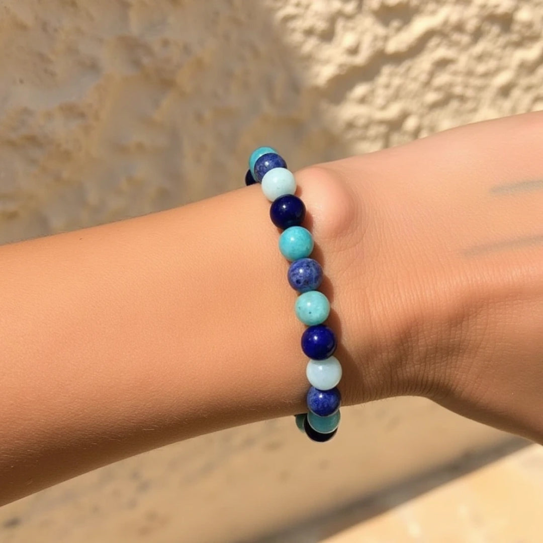 Bracelet Amazonite, Lapis Lazuli & Apatite — Sérénité Océane