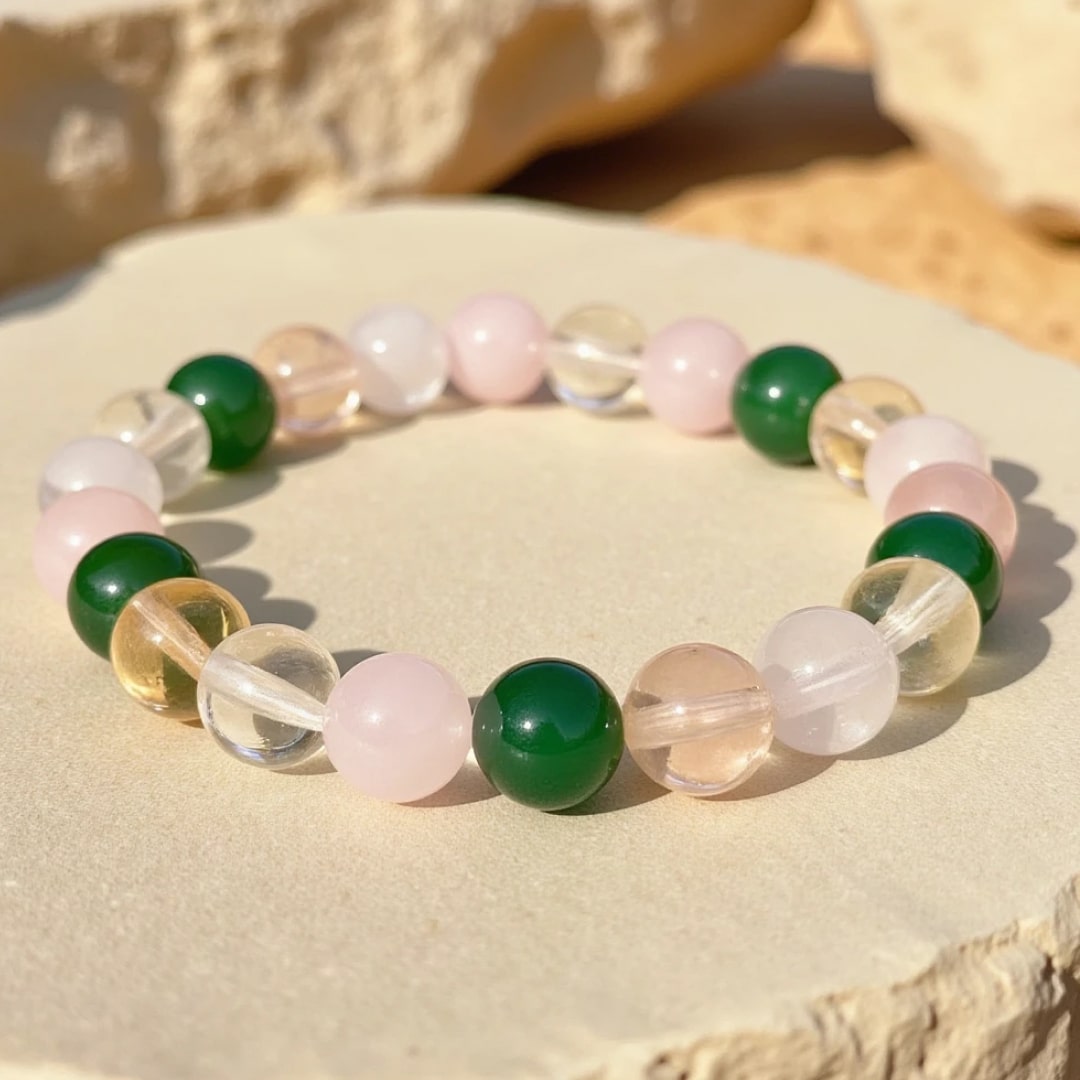 Bracelet Chance — Aventurine, Citrine & Quartz Rose