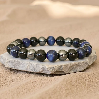 Bracelet Hématite, Shungite & Tourmaline — Guidance & Protection Triple