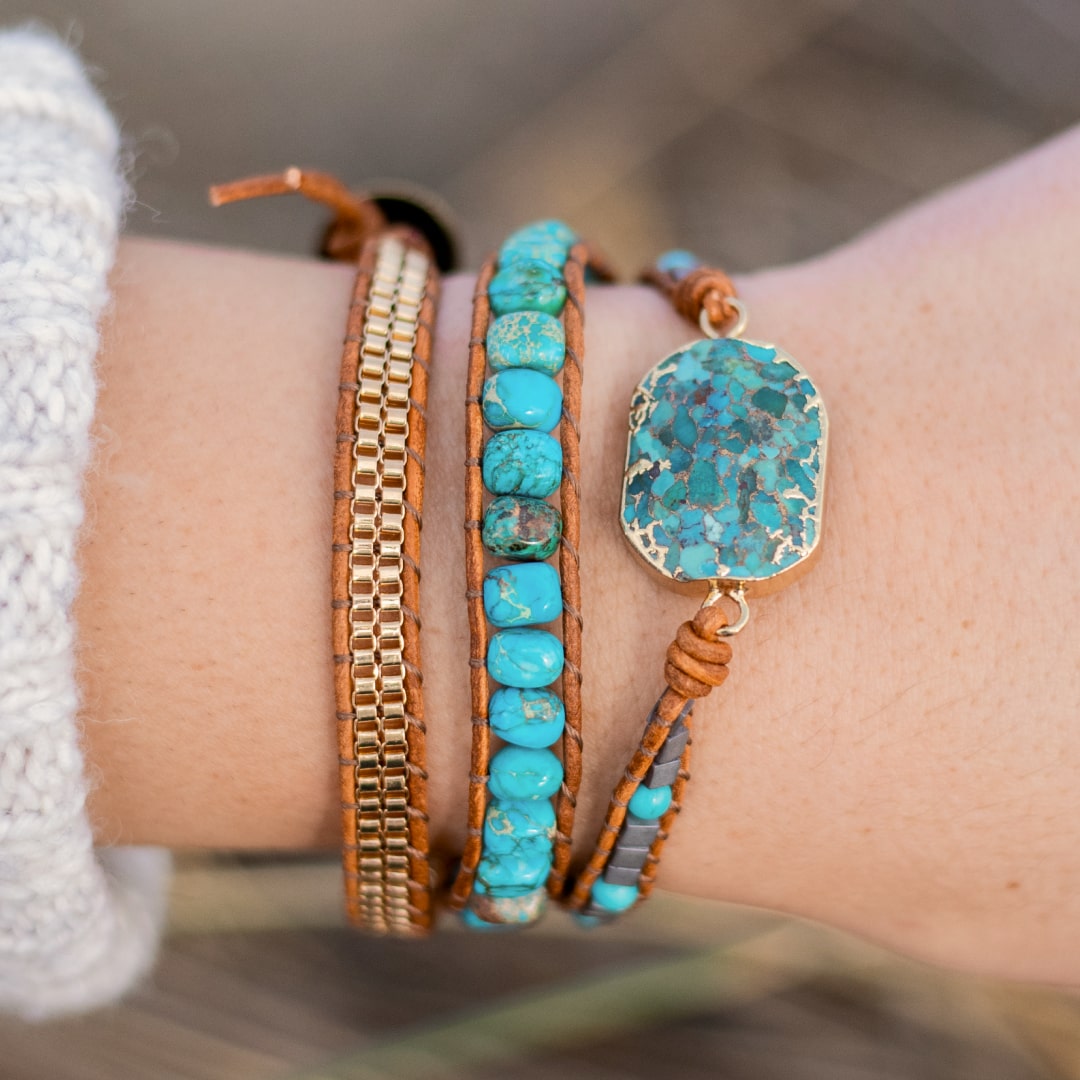 Bracelet Wrap Turquoise — Bien-Être & Énergie Apaisante