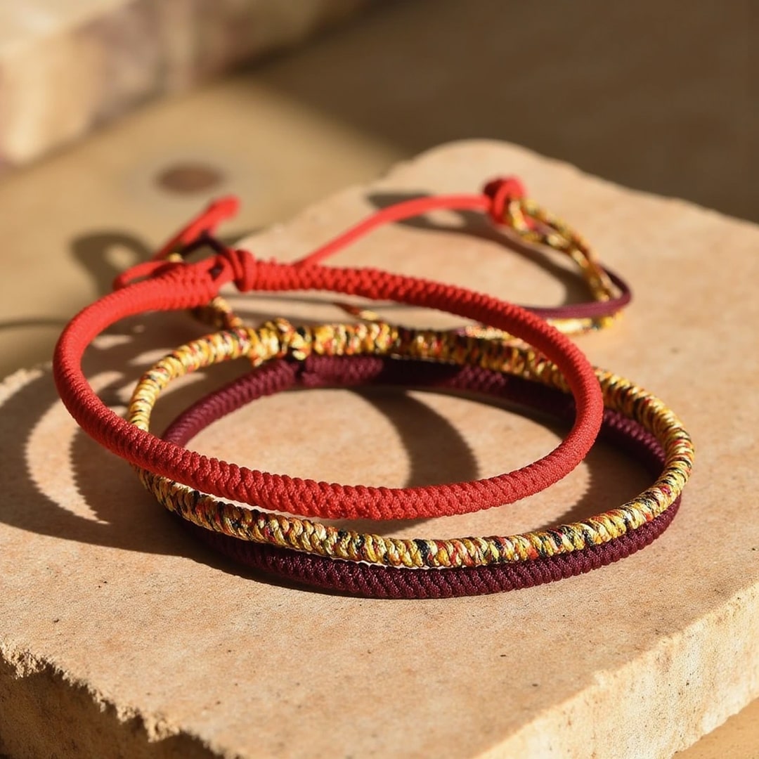 Trio Bracelets Tibétains — Chance, Équilibre & Harmonie