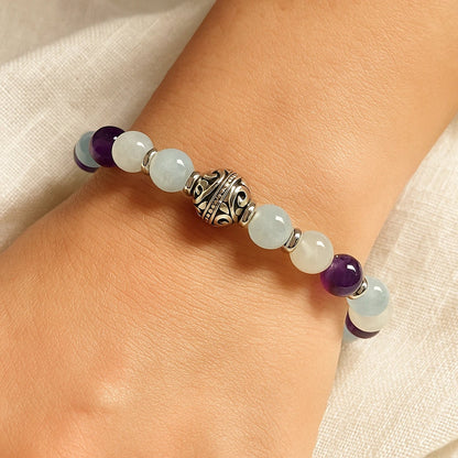 Bracelet Améthyste, Aigue-Marine & Pierre de Lune — Bien-Être Féminin