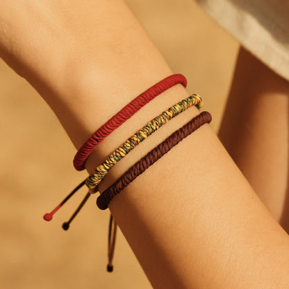 Trio Bracelets Tibétains — Chance, Équilibre & Harmonie