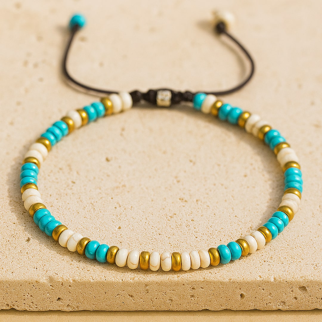 Bracelet Turquoise & Howlite — Bien-Être & Apaisement Doux