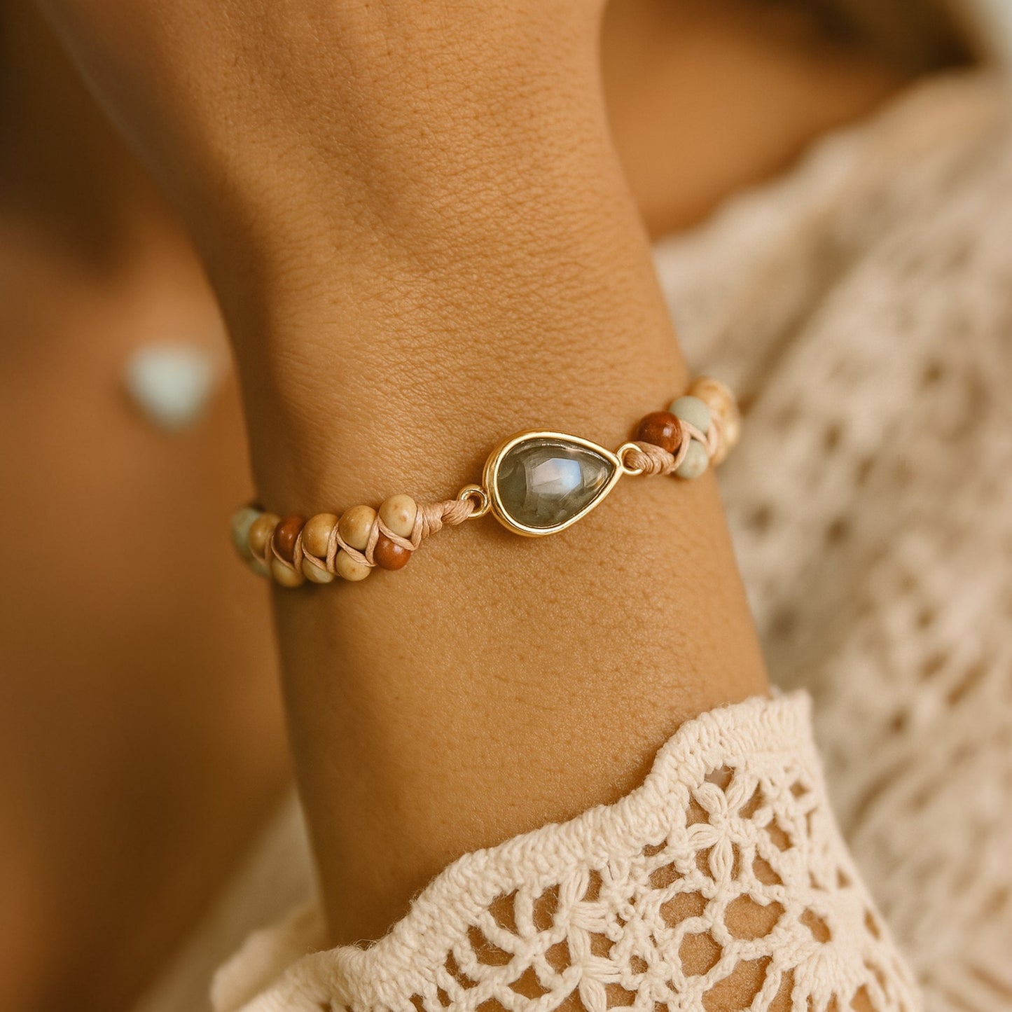 Bracelet Tressé Jaspe & Labradorite — Audace & Transformation
