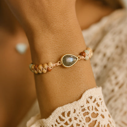 Bracelet Tressé Jaspe & Labradorite — Audace & Transformation