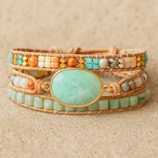 Bracelet Wrap Amazonite — Douceur, Calme & Communication Sincère