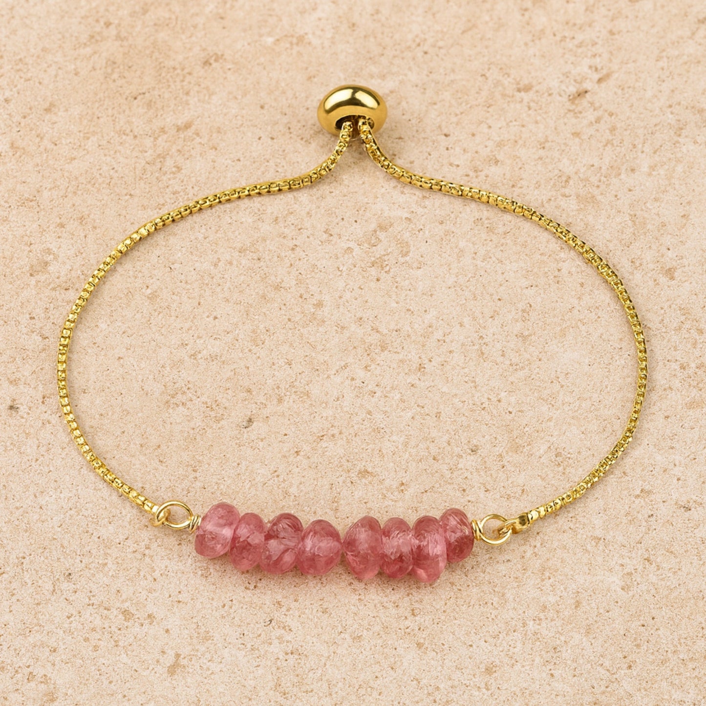 Bracelet Fin en Pierres Irrégulières Naturelles - Quartz Fraise - L'Arbre des Chakras