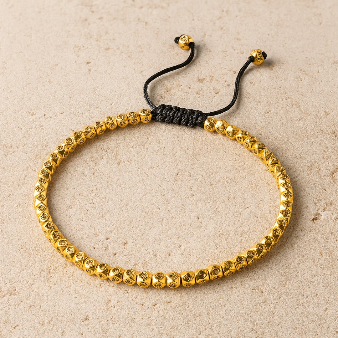 Bracelet "Harmonie Tibétaine" en Perles Facettées - Or - L'Arbre des Chakras