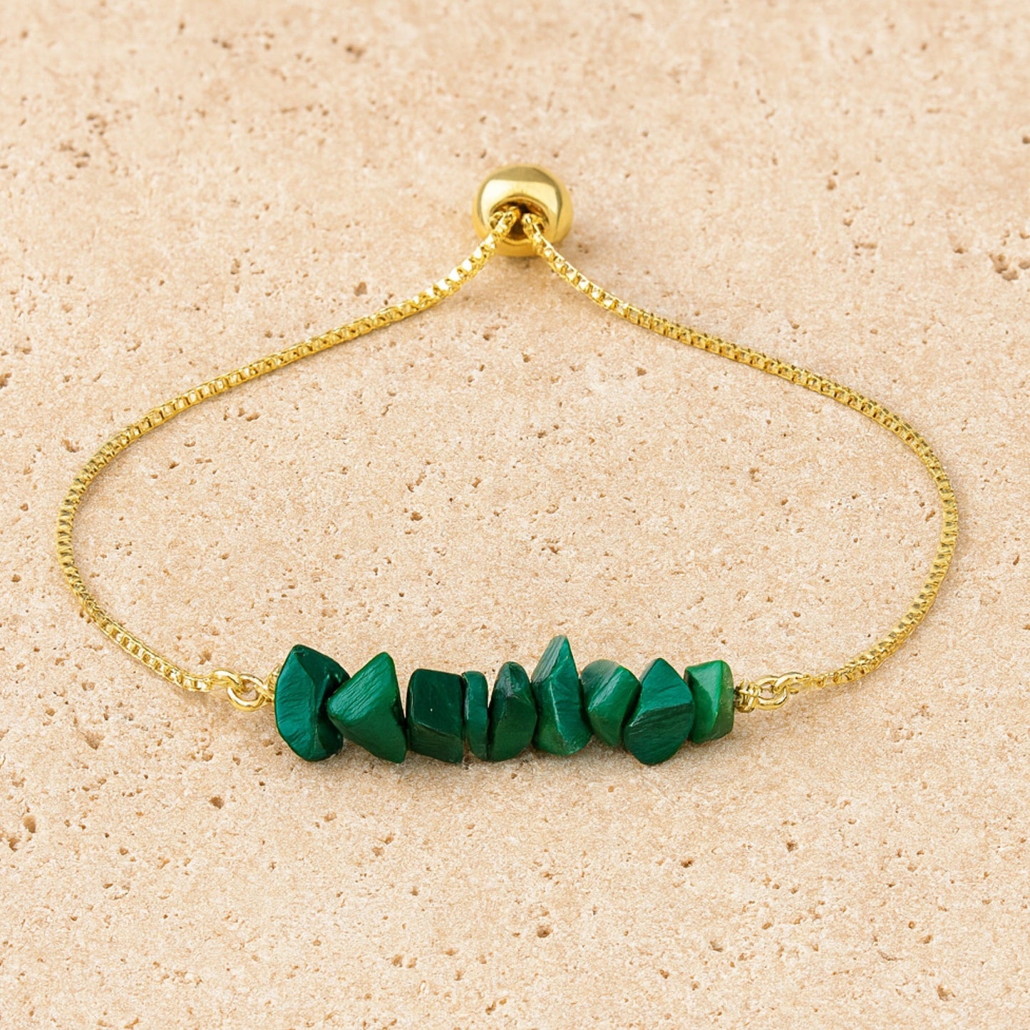 Bracelet Fin en Pierres Irrégulières Naturelles - Malachite - L'Arbre des Chakras