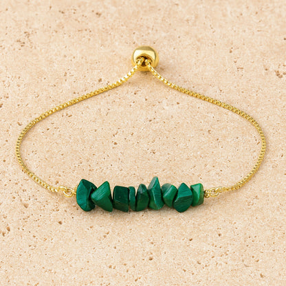 Bracelet Fin en Pierres Irrégulières Naturelles - Malachite - L'Arbre des Chakras