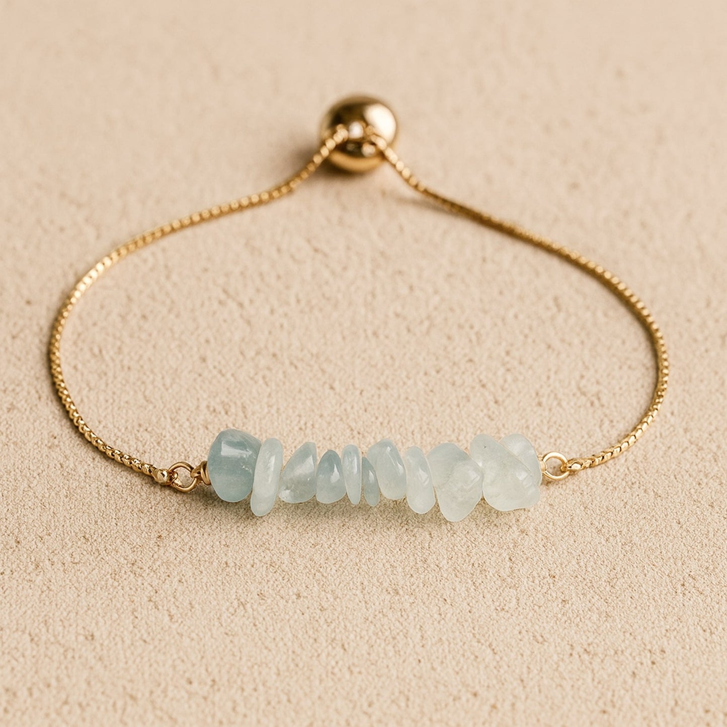 Bracelet Fin en Pierres Irrégulières Naturelles - Aigue-Marine - L'Arbre des Chakras