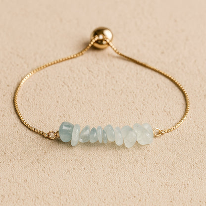 Bracelet Fin en Pierres Irrégulières Naturelles - Aigue-Marine - L'Arbre des Chakras