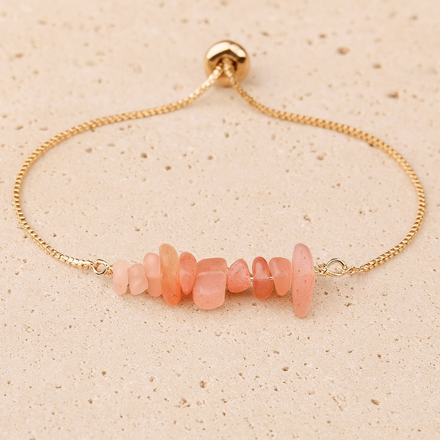 Bracelet Fin en Pierres Irrégulières Naturelles - Pierre de Soleil - L'Arbre des Chakras