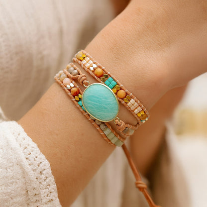 Bracelet Wrap Amazonite — Douceur, Calme & Communication Sincère