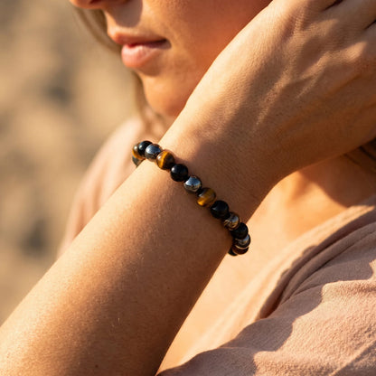 Bracelet Triple Protection — Œil de Tigre, Hématite & Obsidienne