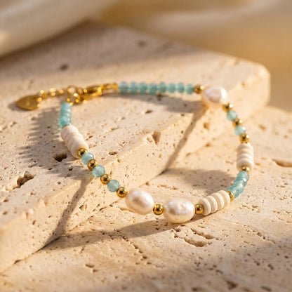 Bracelet Amazonite & Perles d'Eau Douce — Calme & Douceur Océane