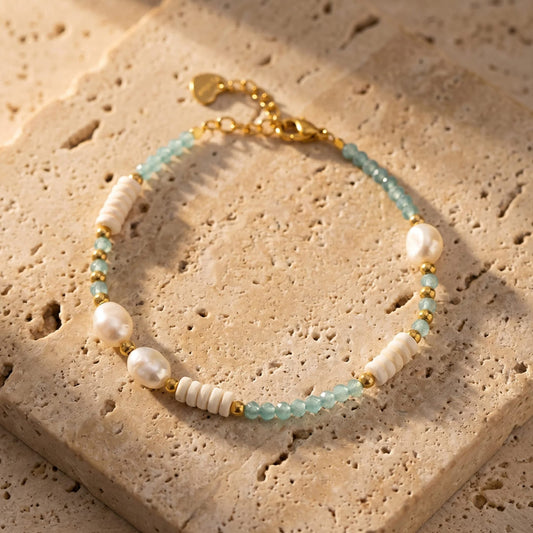 Bracelet Amazonite & Perles d'Eau Douce — Calme & Douceur Océane