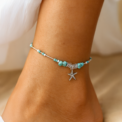 Bracelet de Cheville Turquoise Étoile de Mer — Liberté & Mer