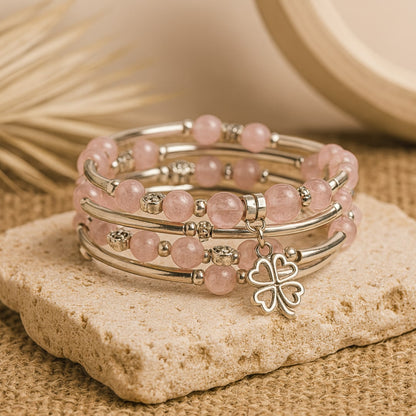 Bracelet "Chance" en Pierres Naturelles - Quartz Rose - L'Arbre des Chakras