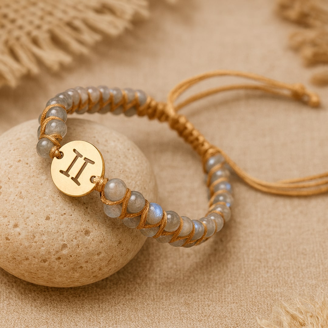 Bracelet Tressé "12 Constellations" en Pierres Naturelles - Gémeaux - Labradorite - L'Arbre des Chakras