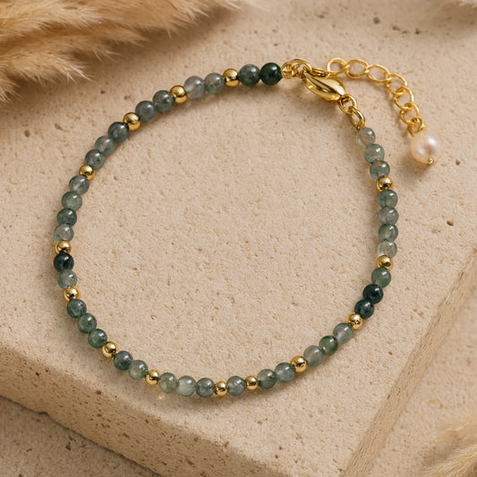Bracelet Raffiné en Pierres Naturelles Fines - Agate Mousse - L'Arbre des Chakras